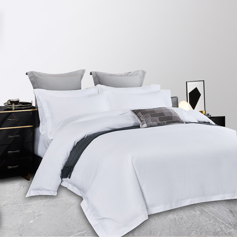 四件套酒店布草五星级宾馆民宿白色全棉贡缎床单被套厂家批发定制