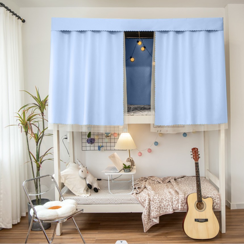 dm@(遮光床帘）上下铺通用学生宿舍床99%纯色遮光布全封闭加厚