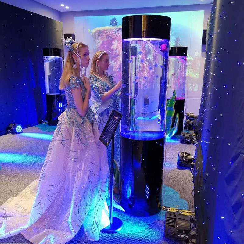 亚克力圆柱水母缸做厂家用水母鱼缸直径50cm60cm展览可定做加工