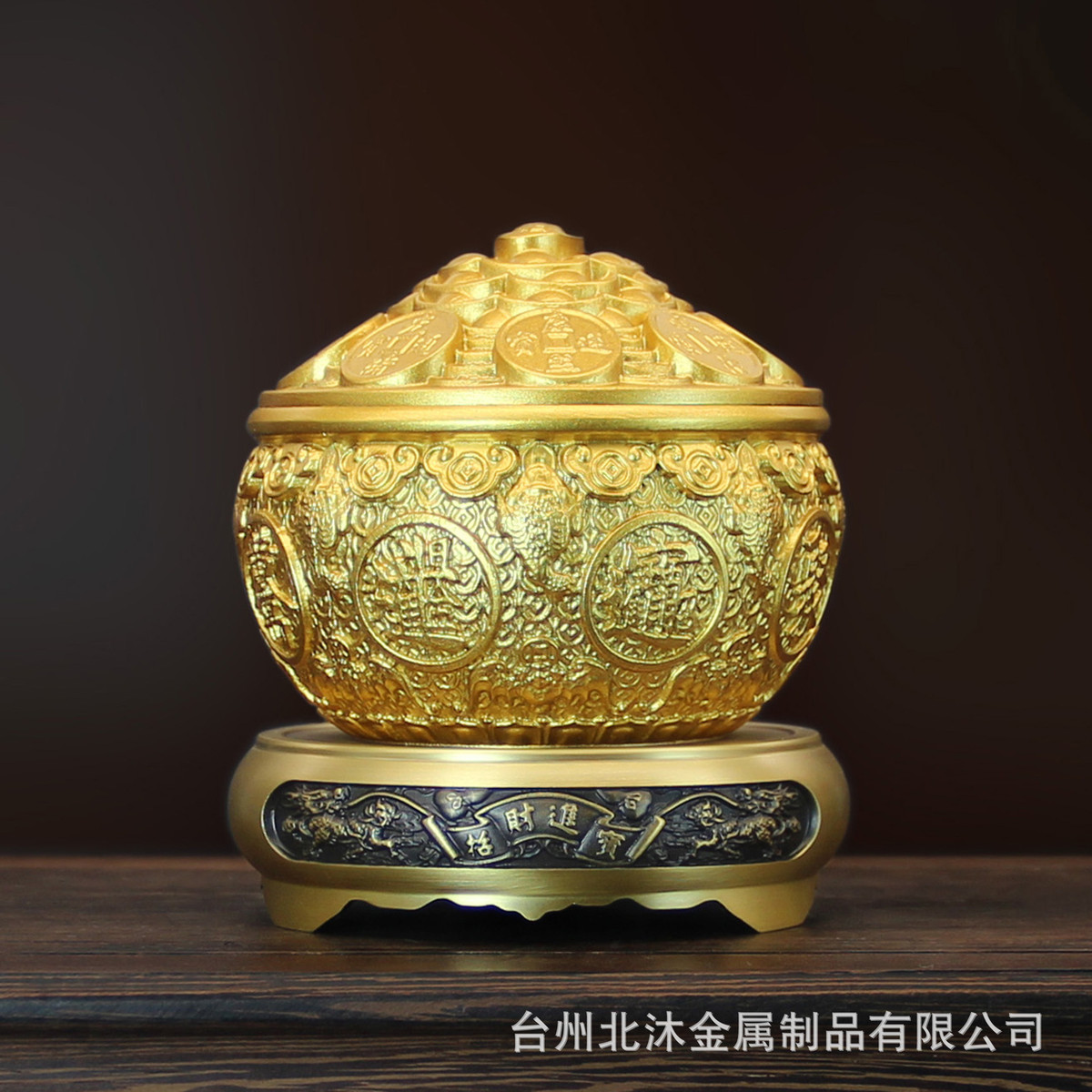 黄铜工艺品金蟾摆件招米聚米铜摆件桌面家用商务聚宝盆开业铜盆批