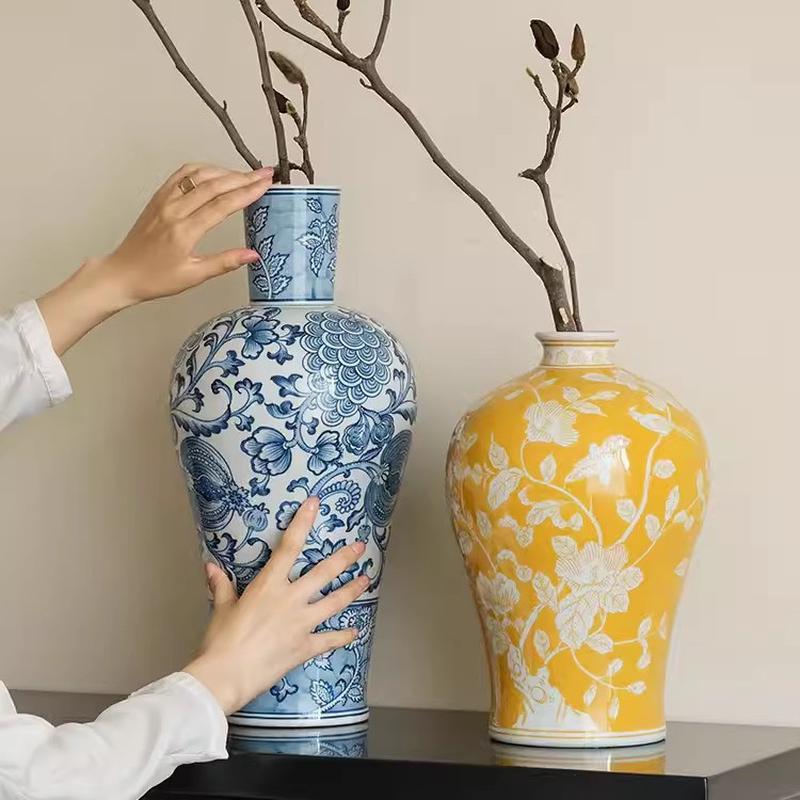 热销不止之家“丰润收纳”淡青花瓷花瓶花器摆件玄关客厅书房新中