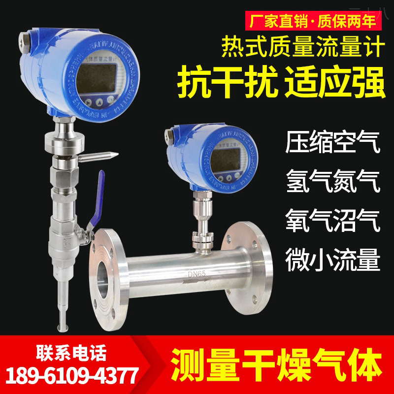 热式气体质量流量计插入式管道式微小流量天然气体压缩空气流量计