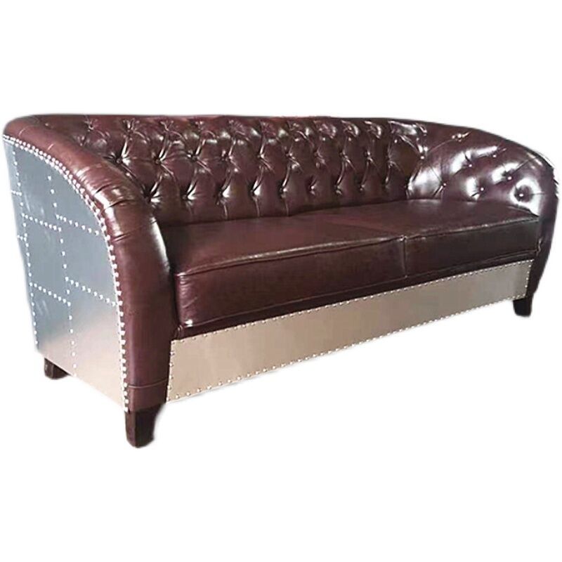 复古简约现代个性酒吧家具loft工业风铝皮铆钉创意网红服装店沙发