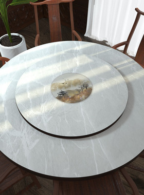 z655新中式圆餐桌垫皮革桌布防水防油免洗圆形茶几桌面垫硅胶家用