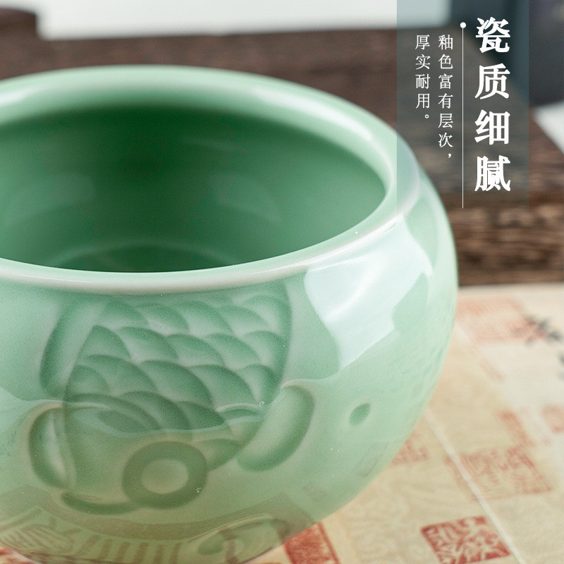 陶瓷笔洗大号多功能毛笔洗笔缸国画书法墨碟陶瓷文房四宝盂水墨池