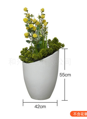 厂家户外玻璃钢花盆定制简约落地口大号花瓶室内水泥斜绿植盆栽