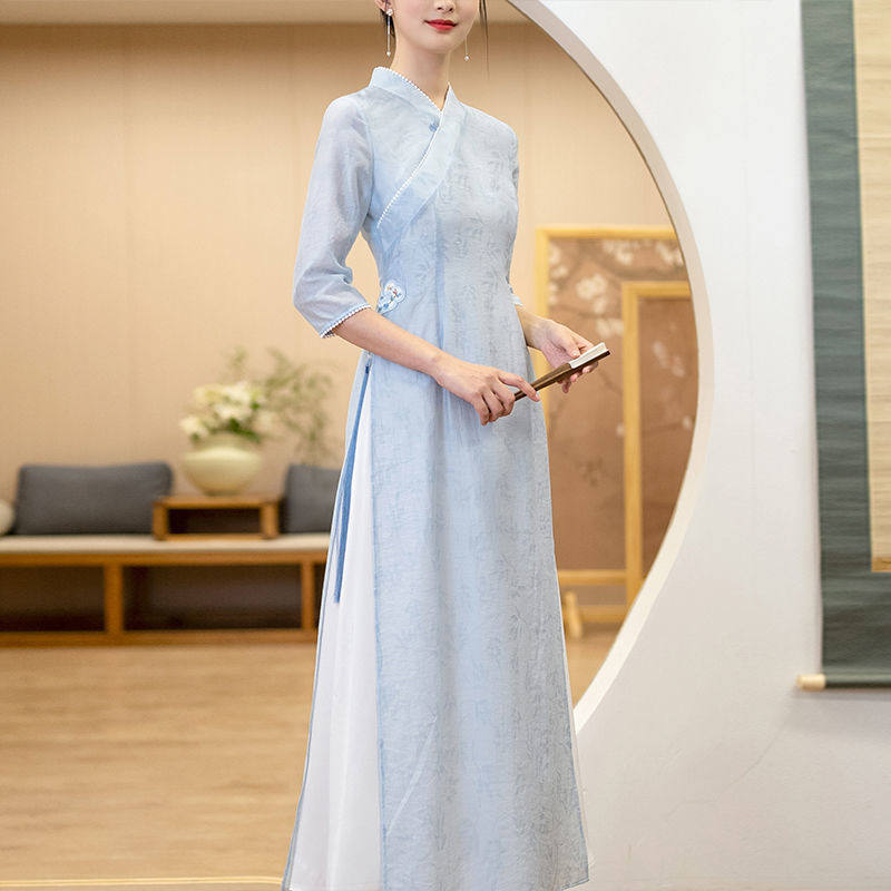 夏季中国风改良新中式盘扣茶服仙女禅服,女装/女士精品,连衣裙,淘宝优惠券,粉丝福利购,淘宝优惠卷