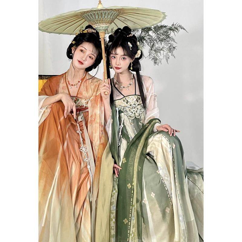 闺蜜装女款唐制直领对襟衫齐胸破群日常三醋酯纤维100%榴月橙披帛,女装/女士精品,汉服半身裙,淘宝优惠券,粉丝福利购,淘宝优惠卷