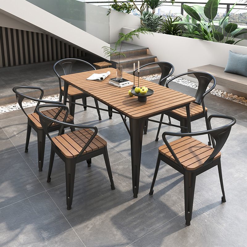 网红塑木防晒防雨阳台可移动茶桌椅户外桌椅桌椅休闲铁艺简约格子