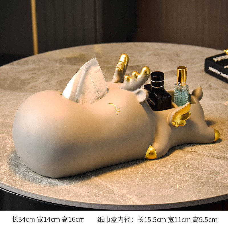 茶几多功能摆件萌鹿纸巾盒客厅轻奢可爱家用抽纸盒北欧家居装饰品