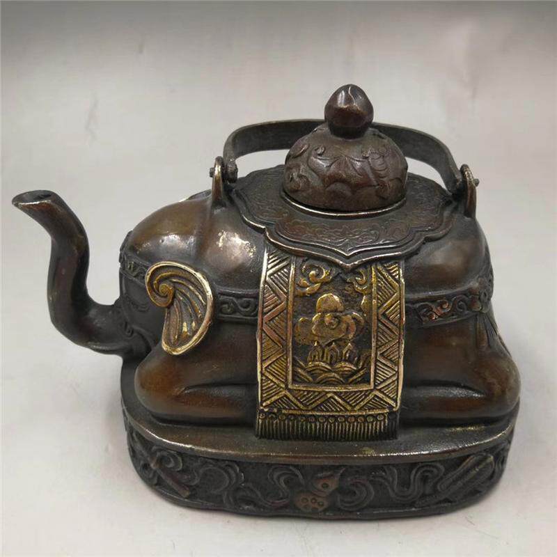 复古做旧铜器古玩工艺品厂家批发收藏(铜大象酒壶)摆件