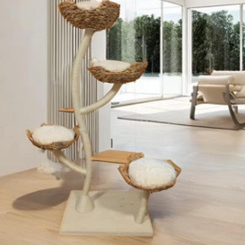 热销跨境树干形状猫窝一体式柱猫抓猫树宠物别墅猫跳台落地大型猫