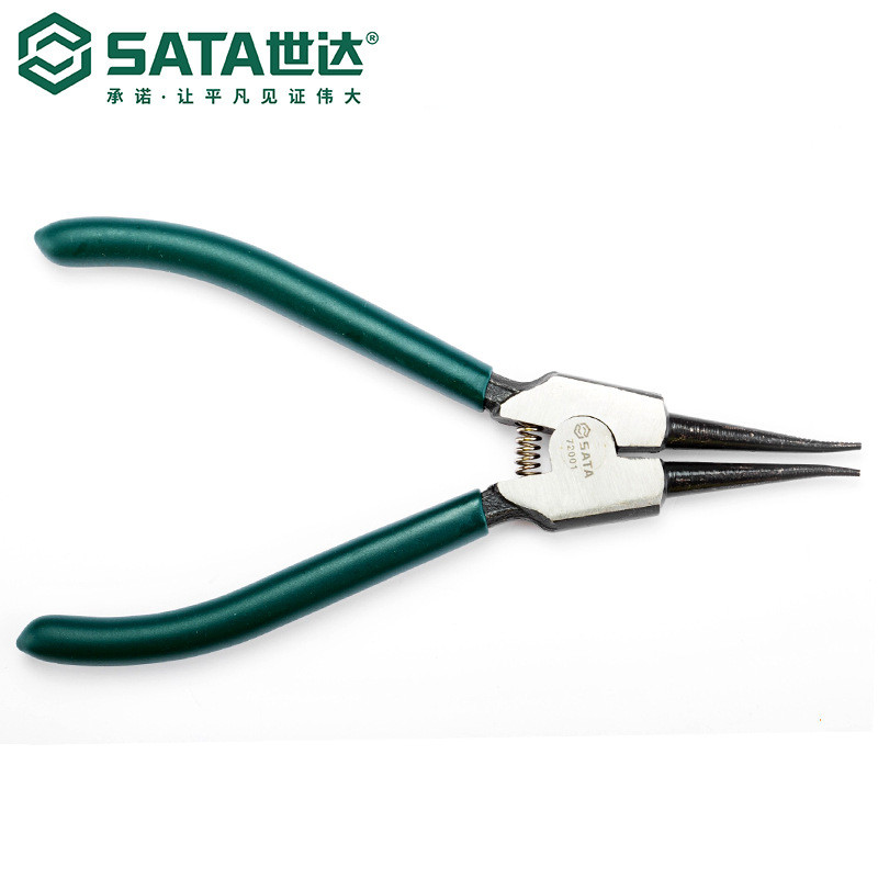 SATA世达五金工具175MM钳子轴用曲口弯口弯嘴卡簧钳72001挡圈钳