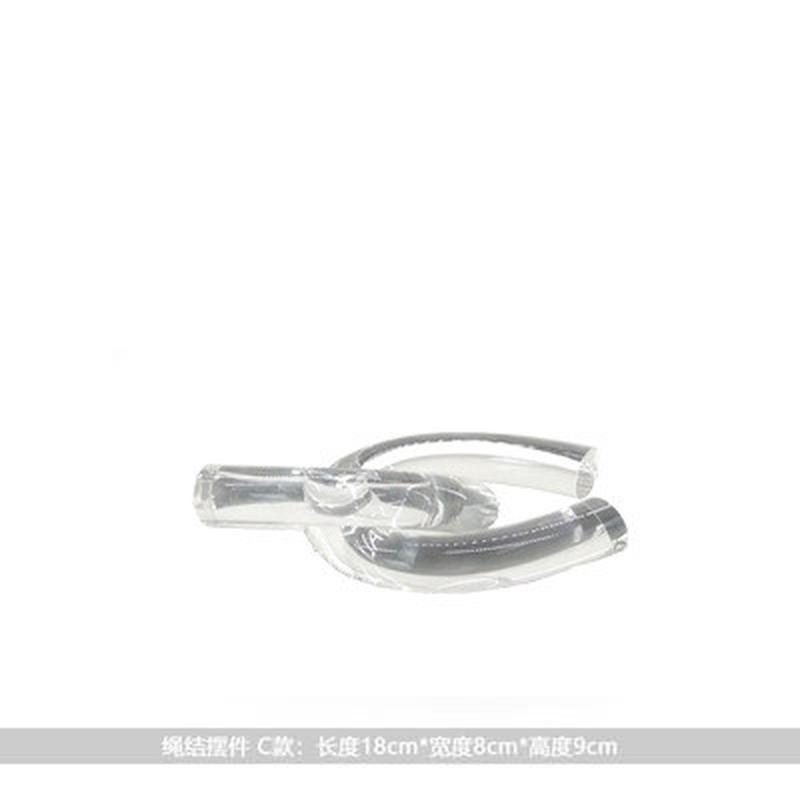 简约现代透明水晶抽象绳结摆件创意装饰品样板间书房客厅桌面摆设