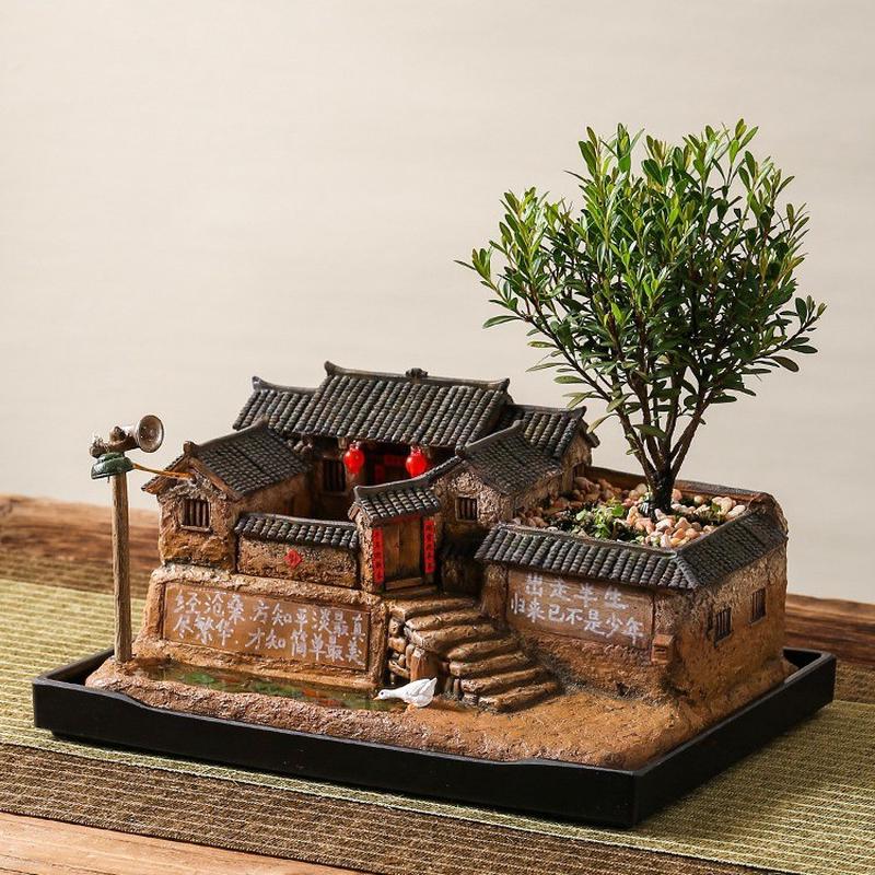 RKT4赤楠盆景植物客厅桌面小盆栽微景观造景绿植办公桌老房子模型