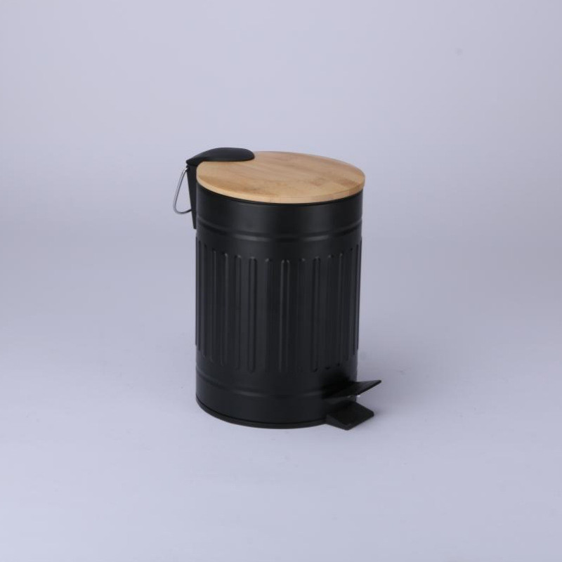 复古厨房纹竹盖垃圾桶欧美家用罗马商用酒店客厅3l5l脚踏式垃圾桶