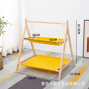 通用可拆架 实木悬挂宠物摇床吊床摇篮双层猫咪秋千可拆洗猫窝四季