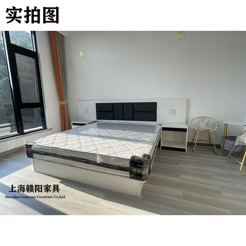 酒店床家具间标全套宾馆软包床头靠背公寓民宿单双人床出租屋床箱