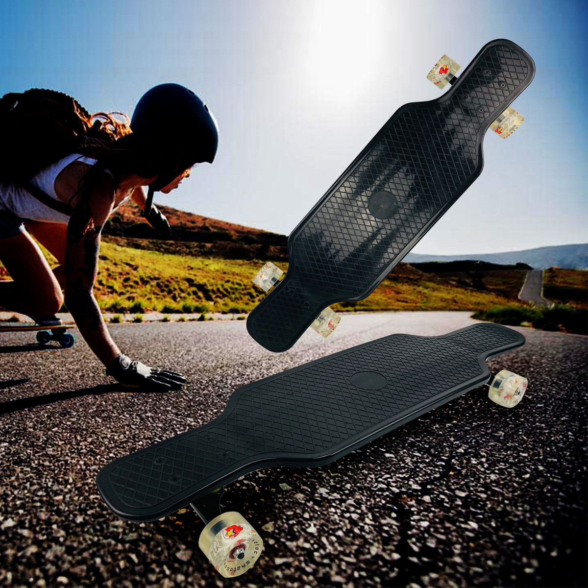 新款长板跳舞板公路滑板四轮青少年舞板初学者刷街板成人