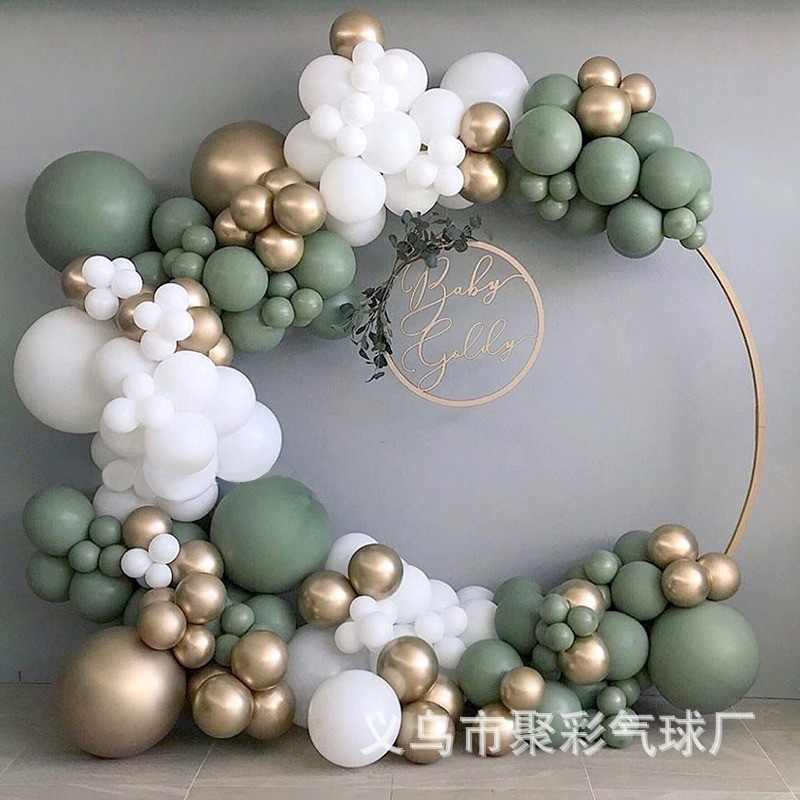 新款复古绿色乳胶气球布置儿童生日派对装饰套餐用品气球