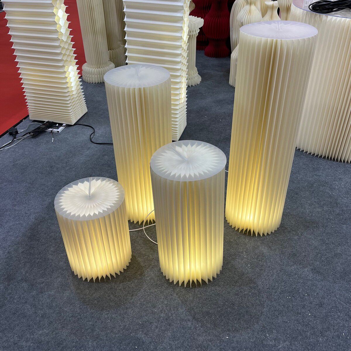 纸艺蜂窝折叠甜品台带灯光派对客厅床头摆件灯婚庆小夜灯展会道具