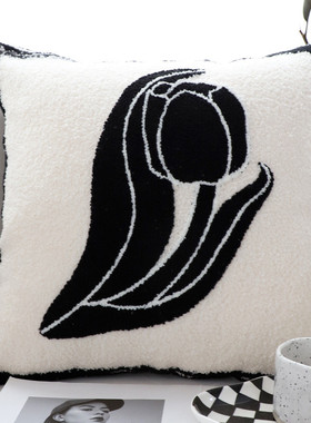 ri0t毛毯软绵绵加厚冬季复古黑色郁金香半边绒沙发盖毯办公室午睡