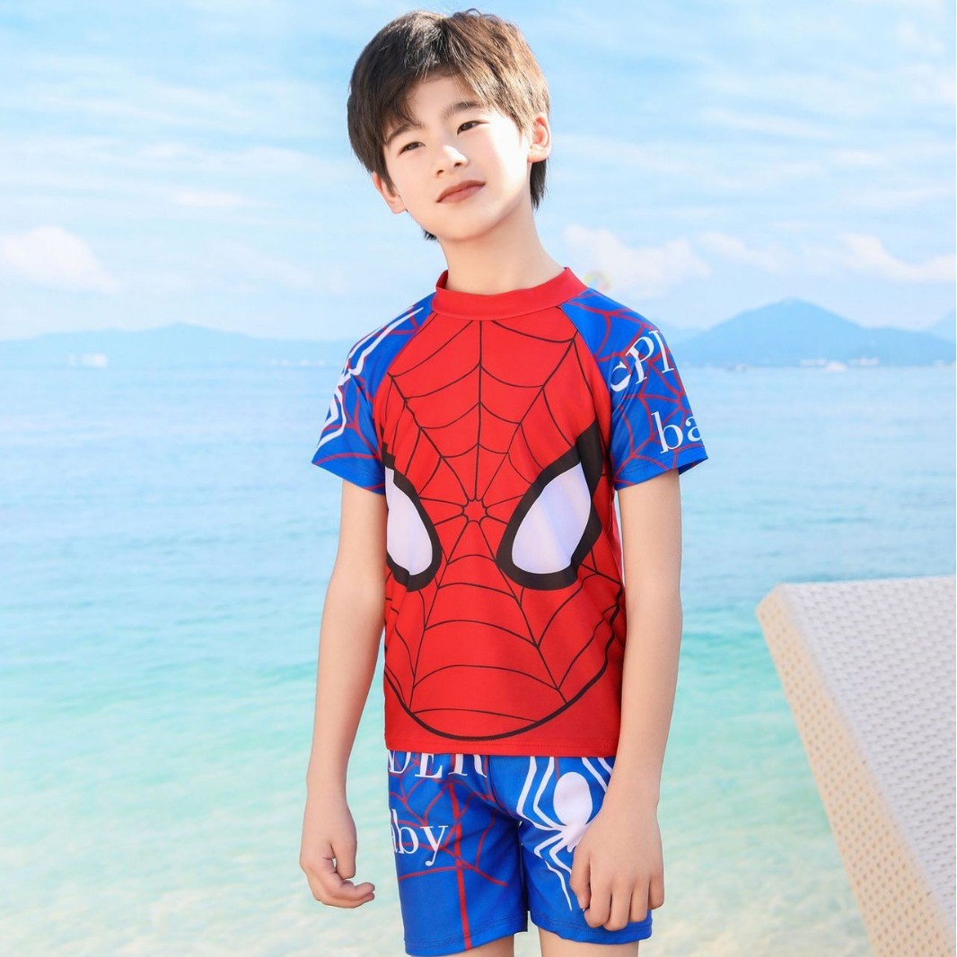 儿童男款泳衣男童分体泳衣短袖短裤套装游泳衣防晒速干2025夏厂家