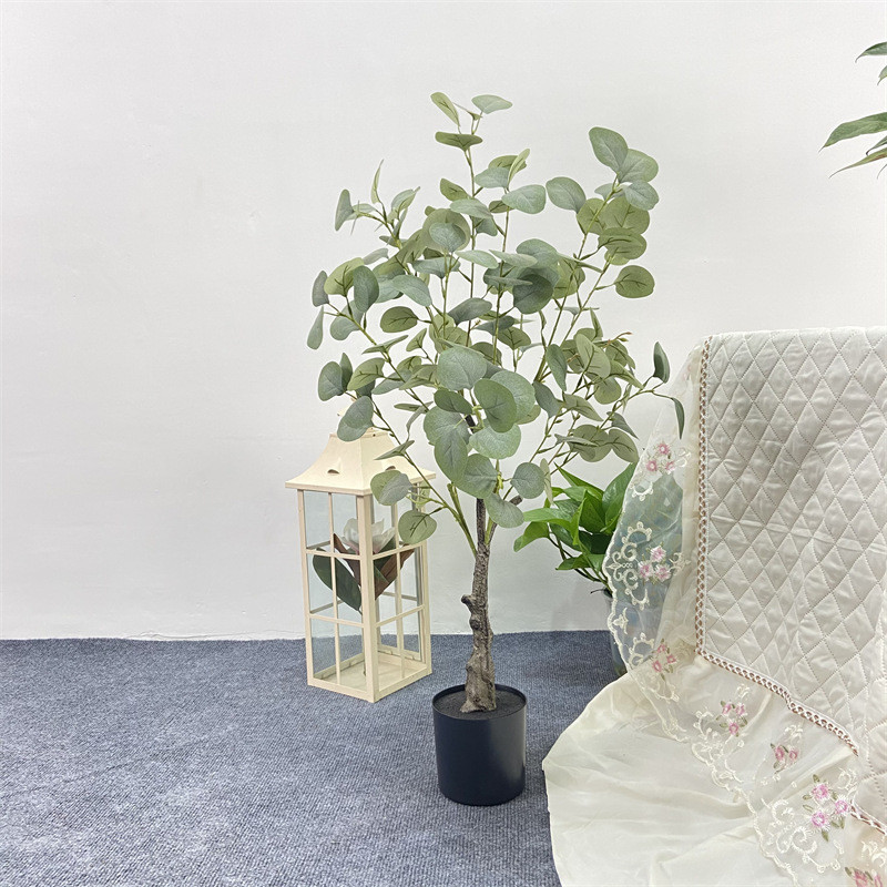 北欧风仿真尤加利绿植仿真叶绿植仿真装饰办公室卧式大片园艺绿植