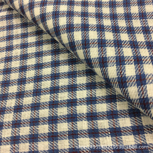 纯亚麻格子麻布亚麻格色织格布料色织面料面料现货