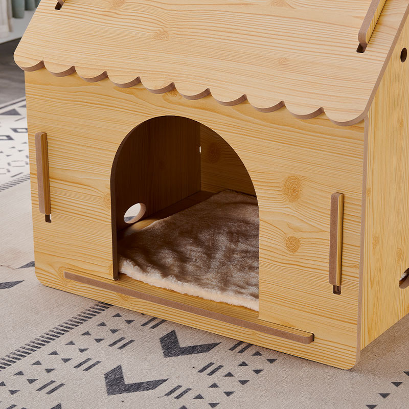 木制猫窝可拆卸四季通用半封闭式宠物窝防水批发室外小型犬狗窝