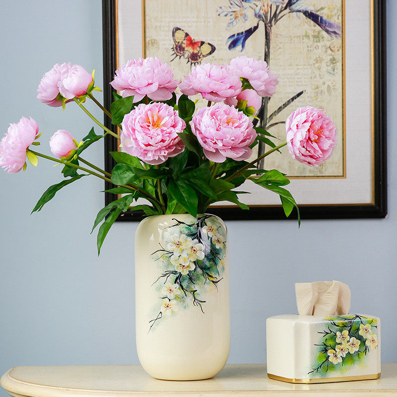 热销陶瓷花瓶高级感插花瓶中式大号客厅创意摆件家居装饰品酒店干,特色手工艺,青花瓷,淘宝优惠券,粉丝福利购,淘宝优惠卷