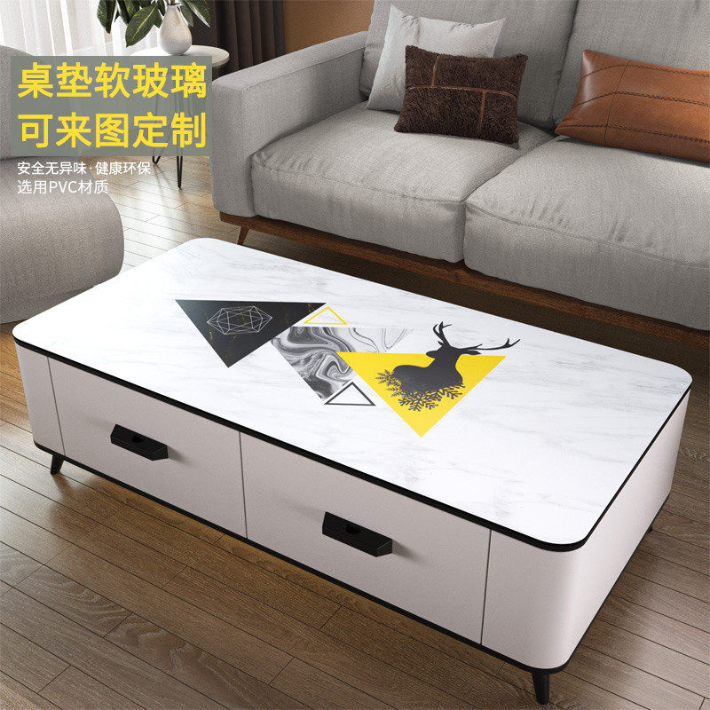 圆角软玻璃桌布 书桌茶几垫餐桌垫pvc定制图案 防水防油图片定做