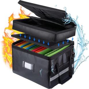 新款拉链式防火文件箱双层带锁带防水防火文件袋轮收纳包厂家批发