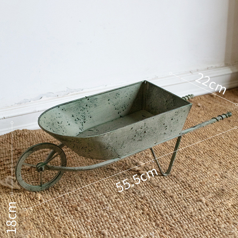 复古花盆花车小推车 铁艺独轮车杂货花园阳台花器 美式乡村田园装