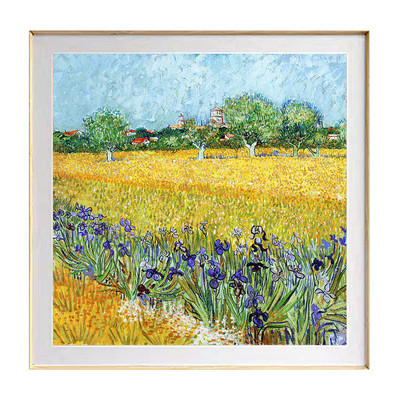 莫奈田园玄关挂画风景秋季植物花卉装饰画客厅卧室正方形抽象壁画