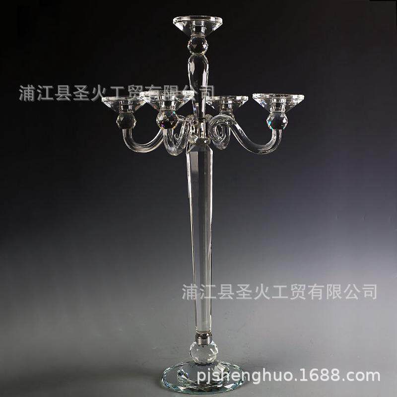 水晶水晶烛台餐桌气氛装饰品创意婚房浪漫五头欧式烛台厂家直销