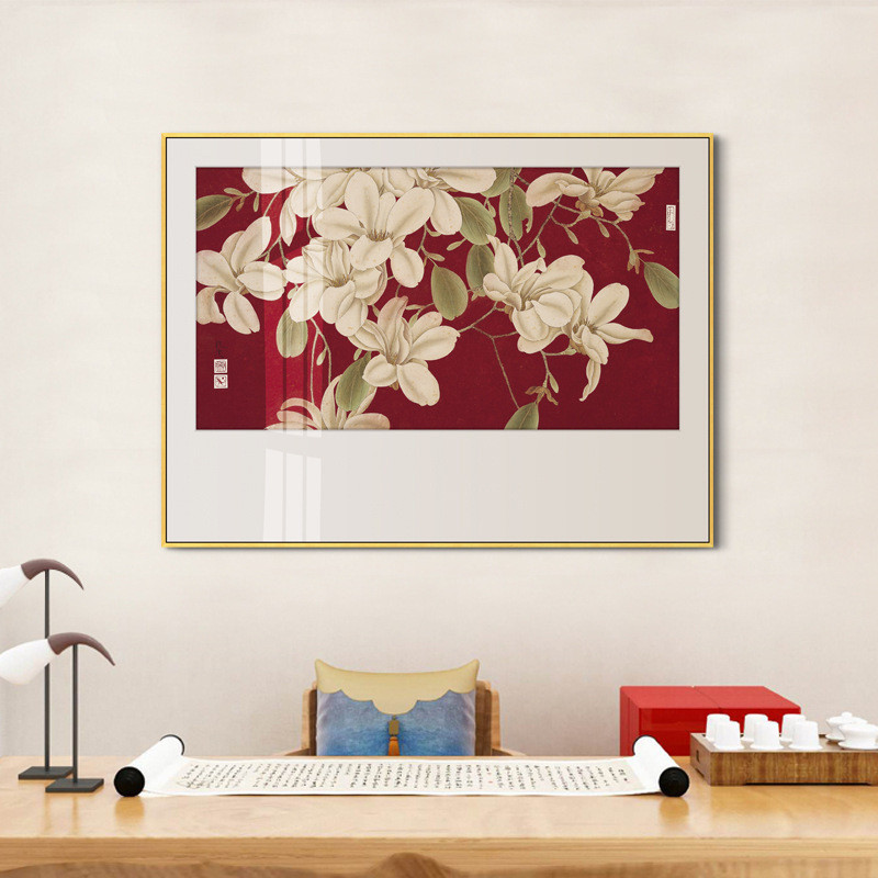 装饰画寓意禅意复古客厅艺术壁画中式挂画茶室荷花玄关新莲蓬书房图片