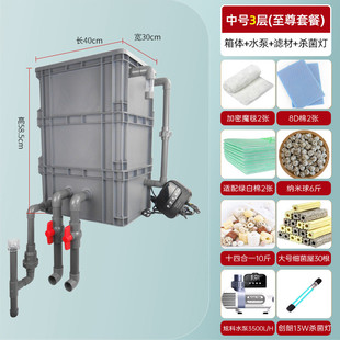 鱼缸过滤器水泵溢流内置防周转箱静音增氧水循环系统滴流盒过滤箱