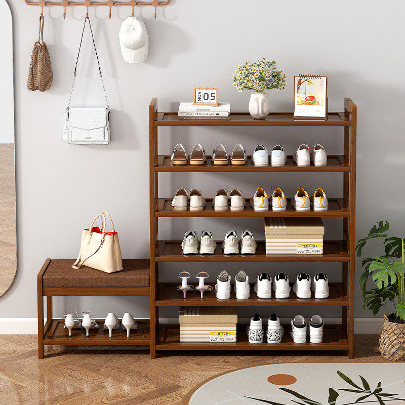 胡桃色门后实木鞋柜收纳多功能鞋架换鞋凳一体多层省空间家新北范,住宅家具,鞋架,淘宝优惠券,粉丝福利购,淘宝优惠卷