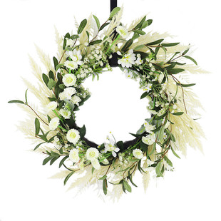 春天小皱菊花环挂花门派对圈独台花环婚房装饰花花环厂家