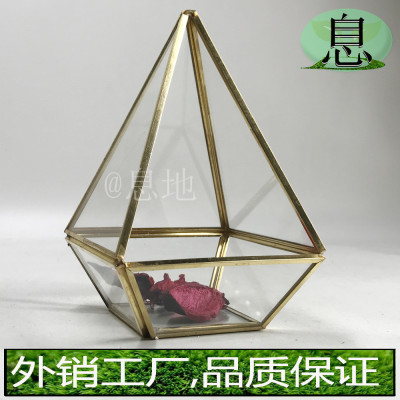 18004c包邮工厂金色铜条几何花房多肉玻璃微景观几何玻璃批发零售