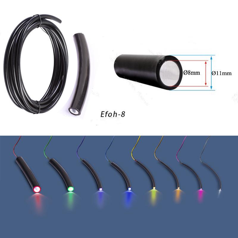 内径8mm外径11mm条通体光纤软质导光黑皮导光纤维塑胶导光棒