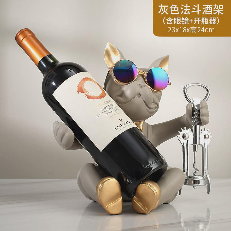 酷犬斗牛犬红酒架酒柜装饰品摆件轻奢高档客厅餐边柜玄关酒托摆设