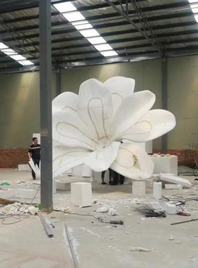 热销不锈钢花朵雕塑金属镜面仿真抽象植物户外公园林花园广场装饰