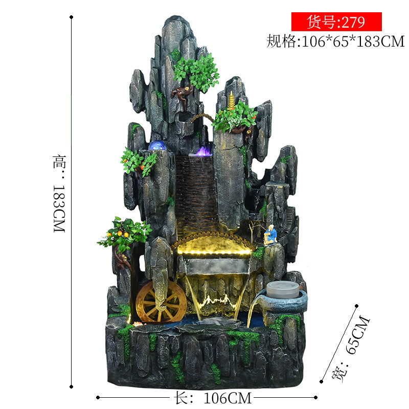 家居饰品风加湿器家居饰品鱼池落地摆件大型假山流水喷泉创意
