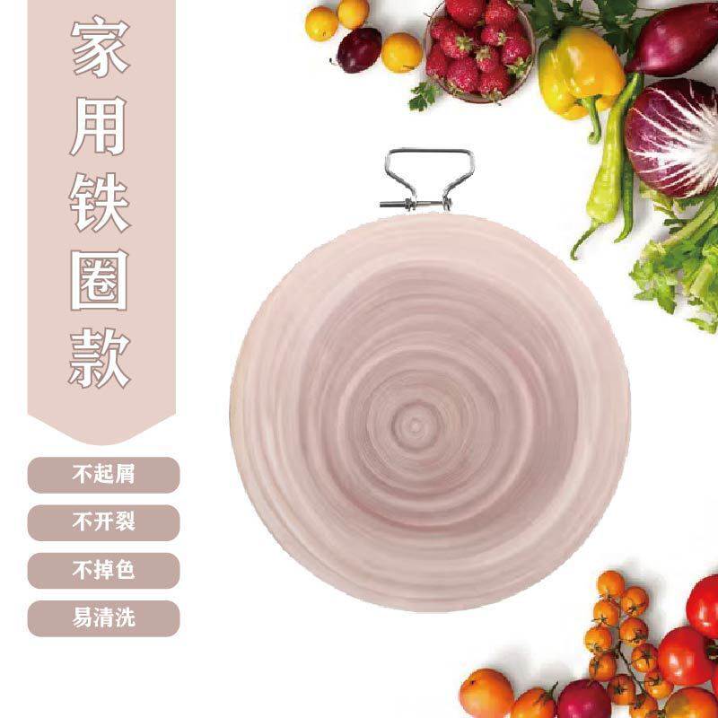 0lwh菜板檀木金菜墩桃花芯实木不锈钢圆形整木双面切砧板厨房家用