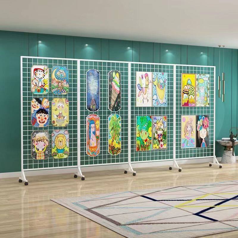铁艺折叠网格展示架幼儿园画室画展作品美术室内户外可移动展览架
