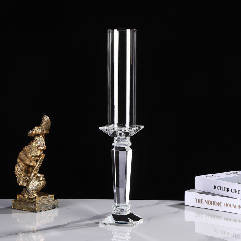 单头道具烛台现代简约家居婚庆水晶装饰浪漫烛光晚餐玻璃创意摆件