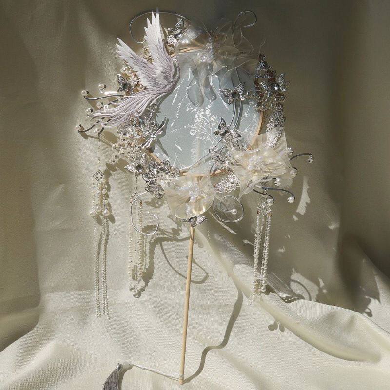 新娘扇中式婚礼团扇古风结婚喜成品秀禾服手捧花扇子材料包