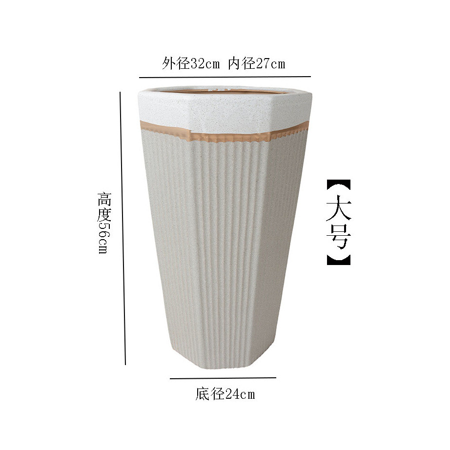 金边大号高筒陶瓷花盆客厅庭院金钱树虎皮兰种树落地高酒店盆商场
